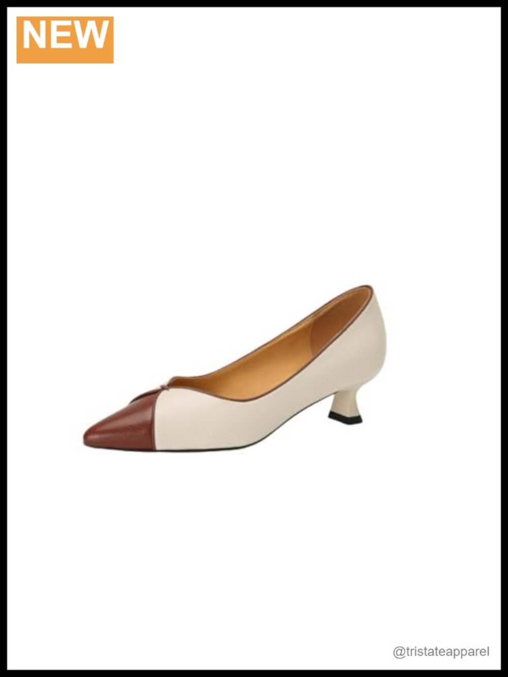 Kitten Heel Pumps Pointed Toe Slip On Leather Dress Shoes